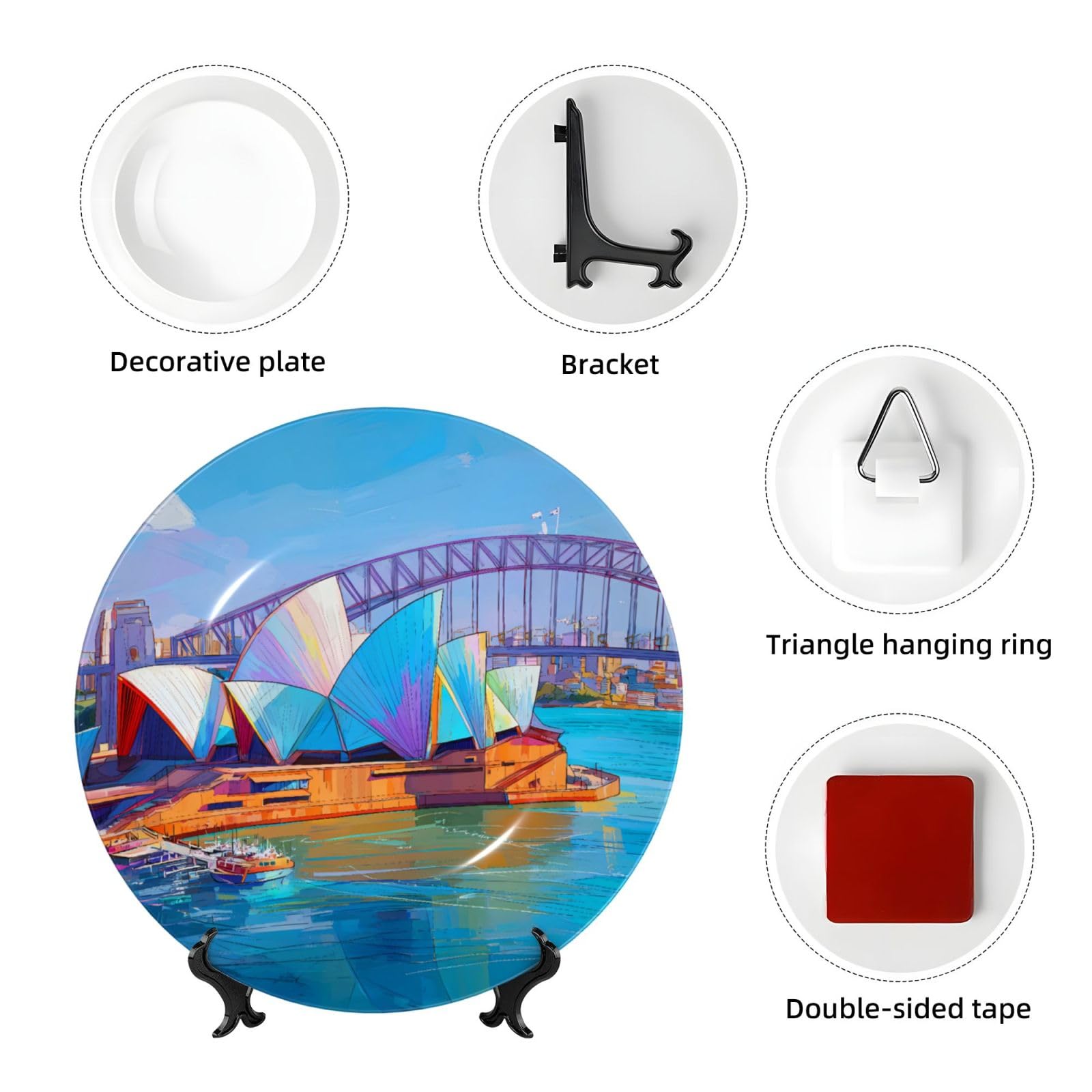 Pennarello Sydney Opera House Bone China talerz dekoracyjny porcelanowy 4 rozmiary zestaw do ściany i stołu