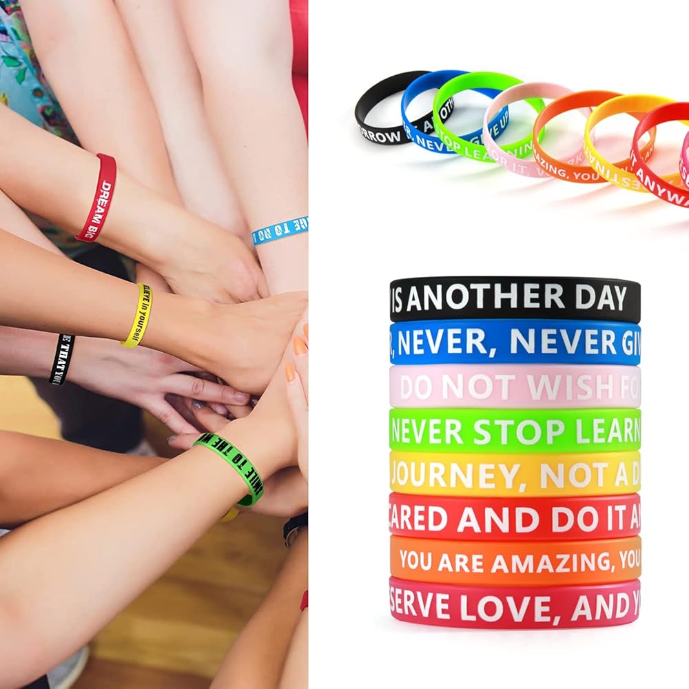 32 Braccialetti In Silicone Motivazionali Colorati - Citazioni Ispiratrici Per Uomo, Donna, Unisex - Foto 5