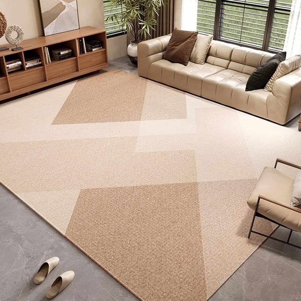 Tapis beige 100x150cm à rayures abstraites et motifs floraux YHT027