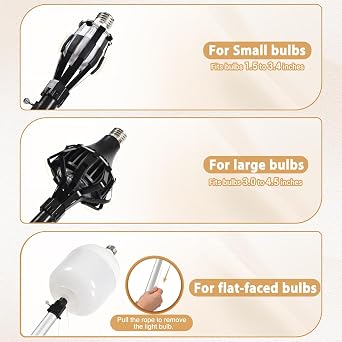 GADFISH 26FT Reach Light Bulb Changer for High Ceilings, 5-20FT Extension Pole, High Ceiling Light Bulb Changer Pole with Baskets and Suction Cup for High Ceilings and Recessed Lights