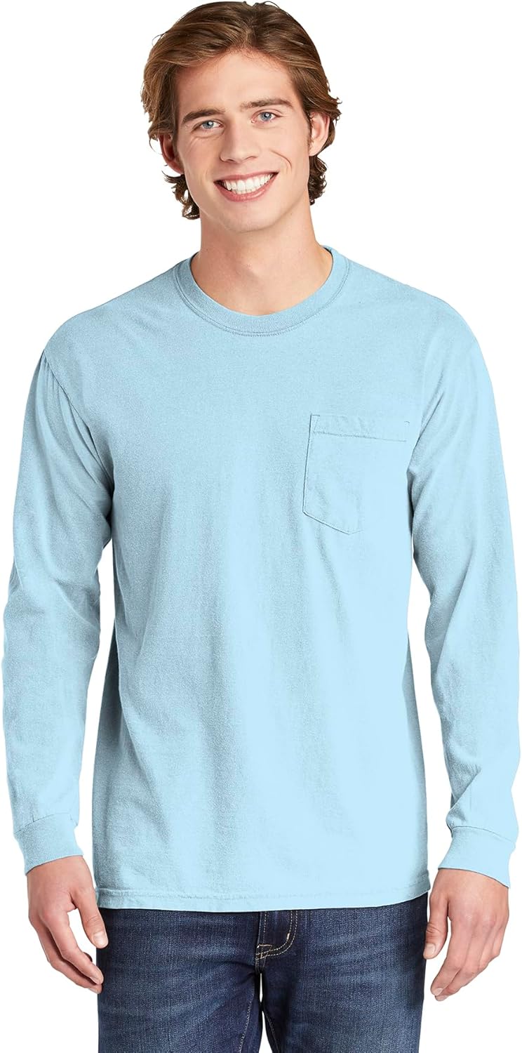 COMFORT COLORS Heavyweight Ring Spun Long Sleeve Pocket Tee - Berry