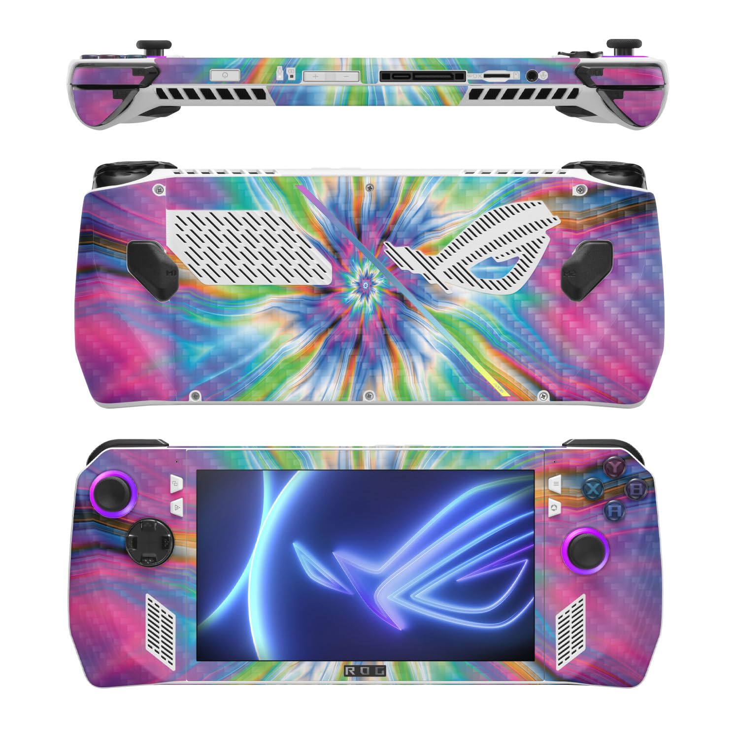 MightySkins Carbon Fiber Skin Compatible with Asus ROG Ally - Prismatic Vortex | Protective, Durable Textured Carbon Fiber Finish | Easy to Apply