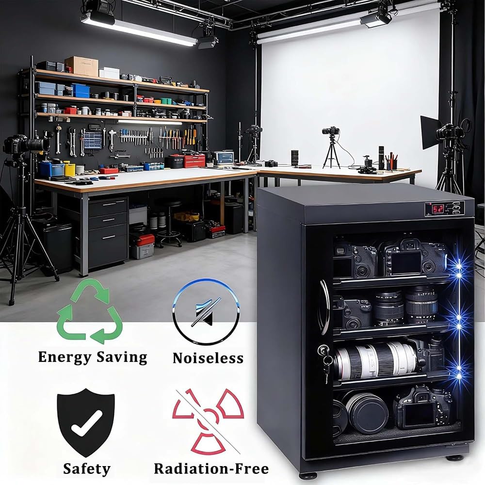 Gabinete seco digital para lente de cámara y equipo, deshumidificador electrónico silencioso con control de humedad ajustable