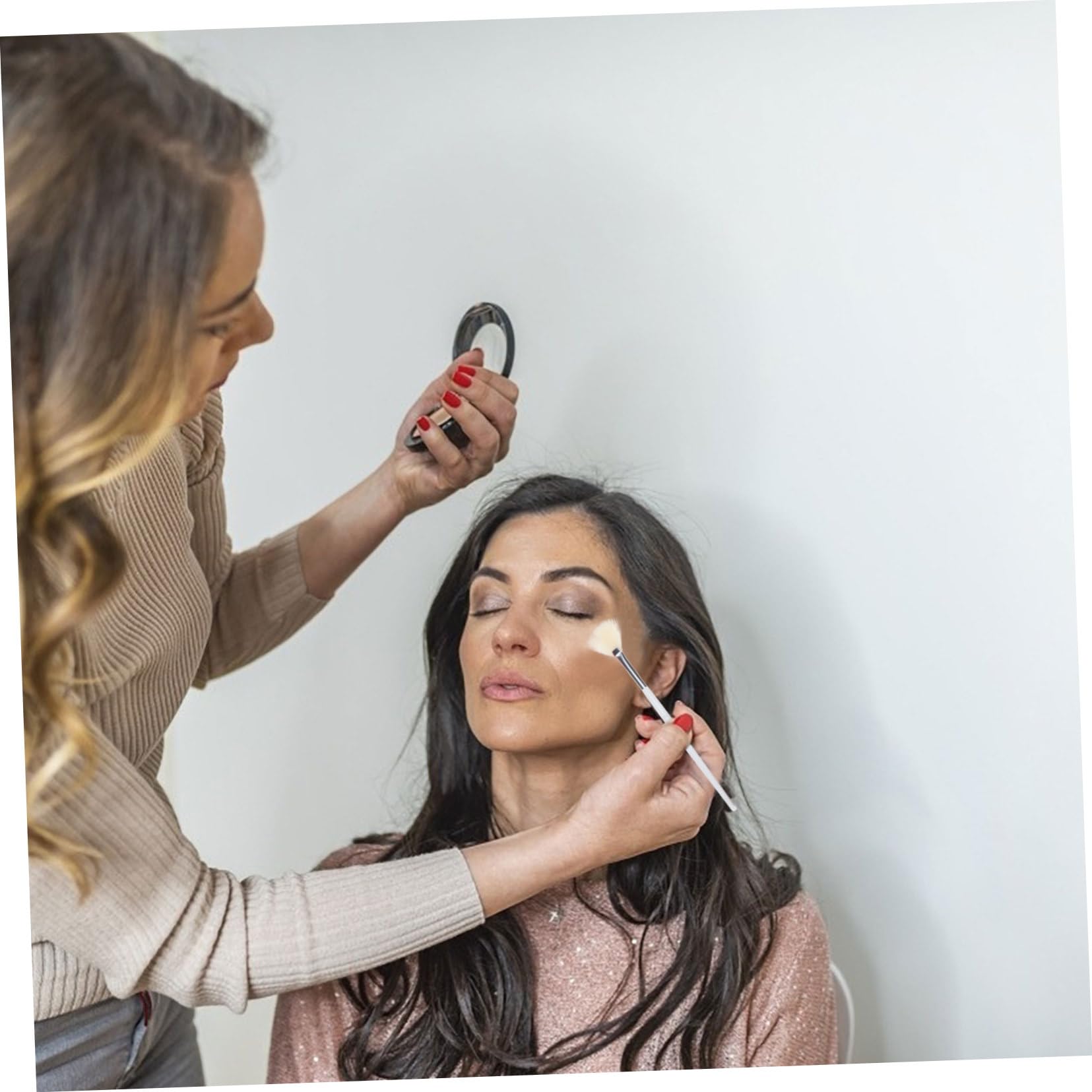 Didiseaon 15pezzi Pennelli Forma Di Fana Per Trucco Accessori Cosmetici Per Applicazione Di Illuminante e Blush Facili Da Pulire Materiale Premium Design Elegante