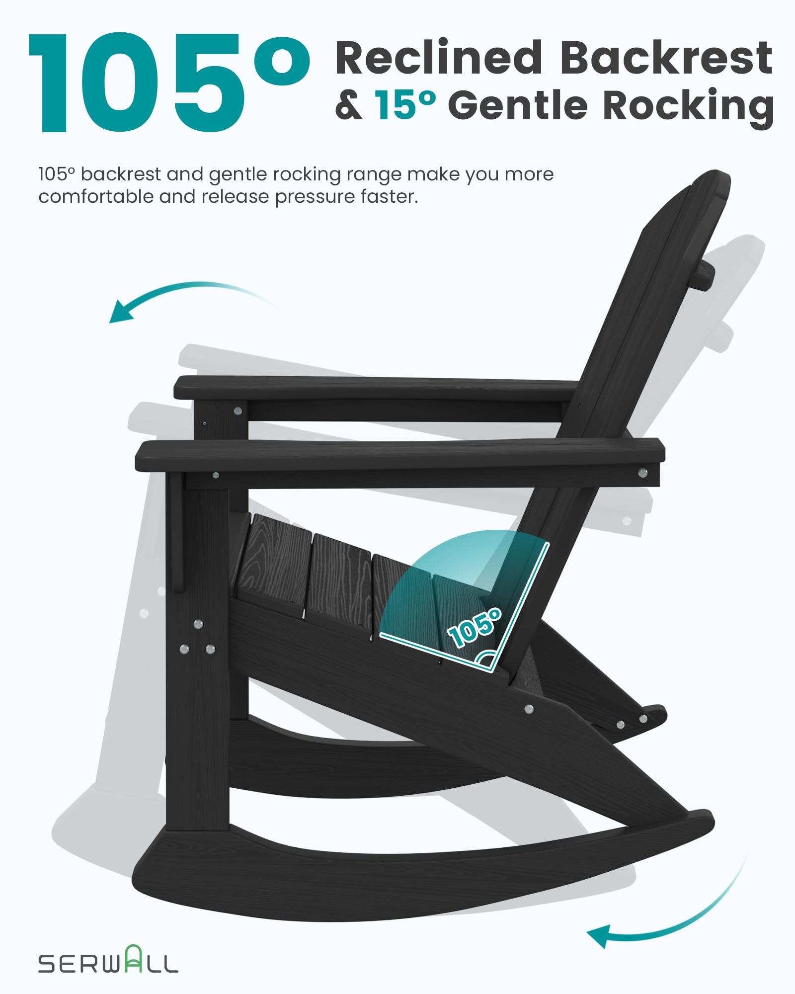 Snapklik.com : Modern Rocking Adirondack Chair, HDPE Outdoor Rocking ...