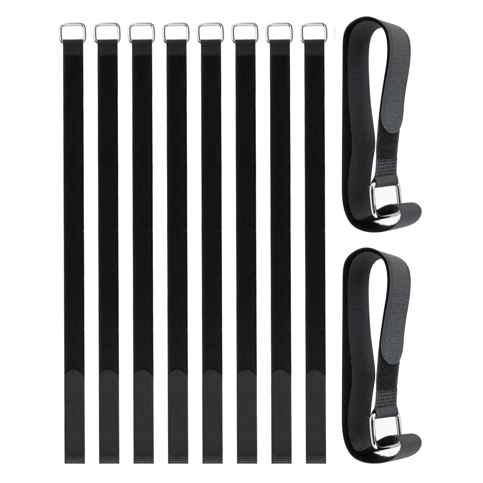 cinghie per cavi regolabili con fibbie e ganci,10pcs Cinghie Elastiche Antiscivolo Multiuso, Fascette per Bicicletta, Pantaloni, Bagagli, Tappetini Yoga, Campeggio, Tubi e Cavi, Dimensioni 2CM*50CM