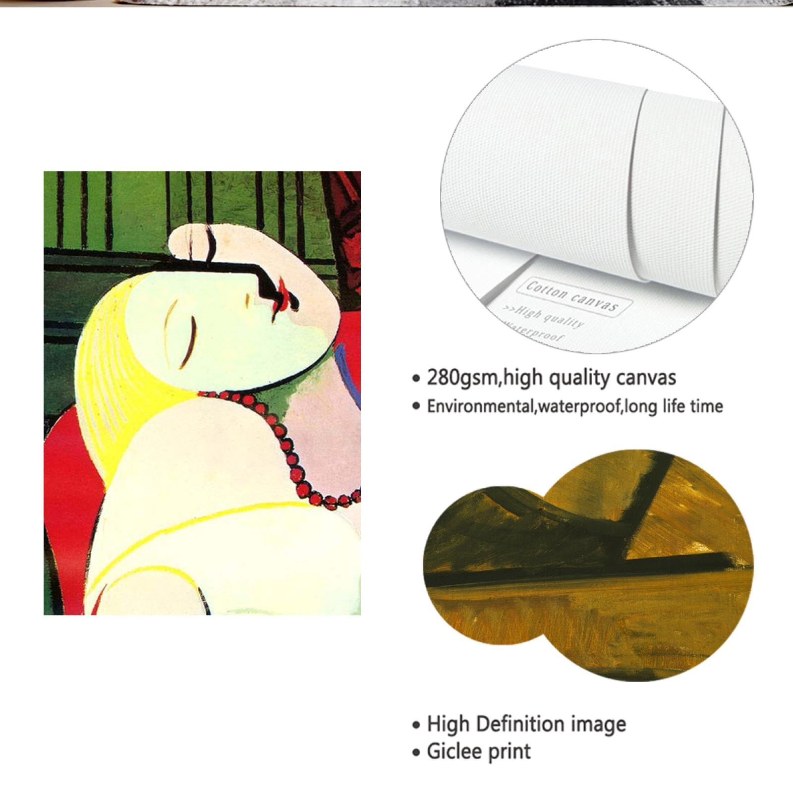 3 piezas de galería de arte de pared picasso conjunto impresiones en lienzo retrato abstracto de mujeres carteles cuadros para la Decor del hogar de la sala de estar 65x85cmx3pcs marco interior
