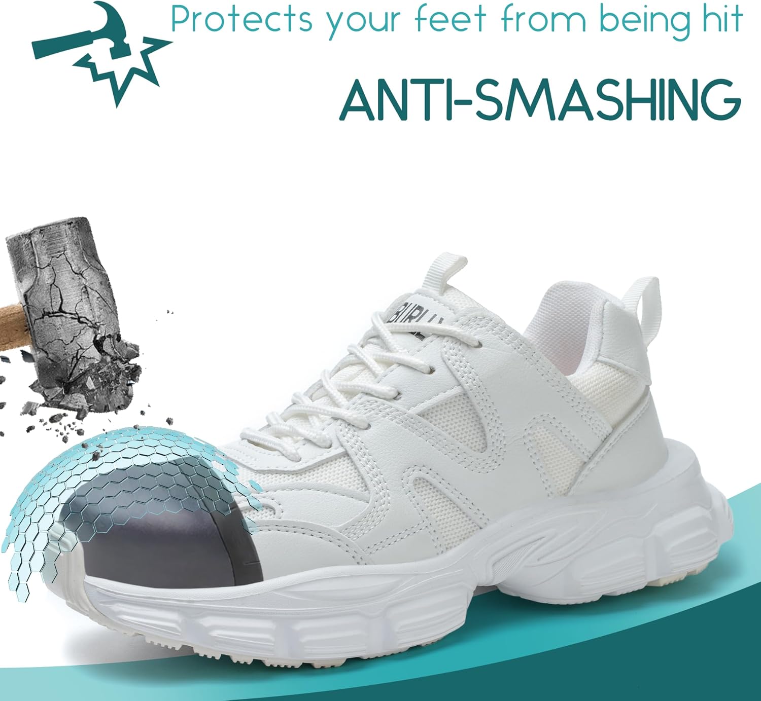 Steel Toe Shoes Women Safety Shoes Lightweight Comfortable Non Slip Thickened Sole Puncture Proof Steel Toe Sneakers Women Size 5.5-10
