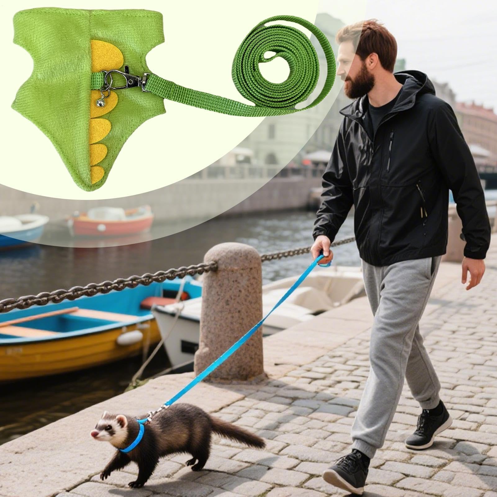 Pettorina Furetto Vestitini Morbidi e , Furetti | Pettorina E Guinzaglio Regolabili Da Criceti Per , Cincillà Avventure all'Aperto Passeggiate Quotidiane Fotografia