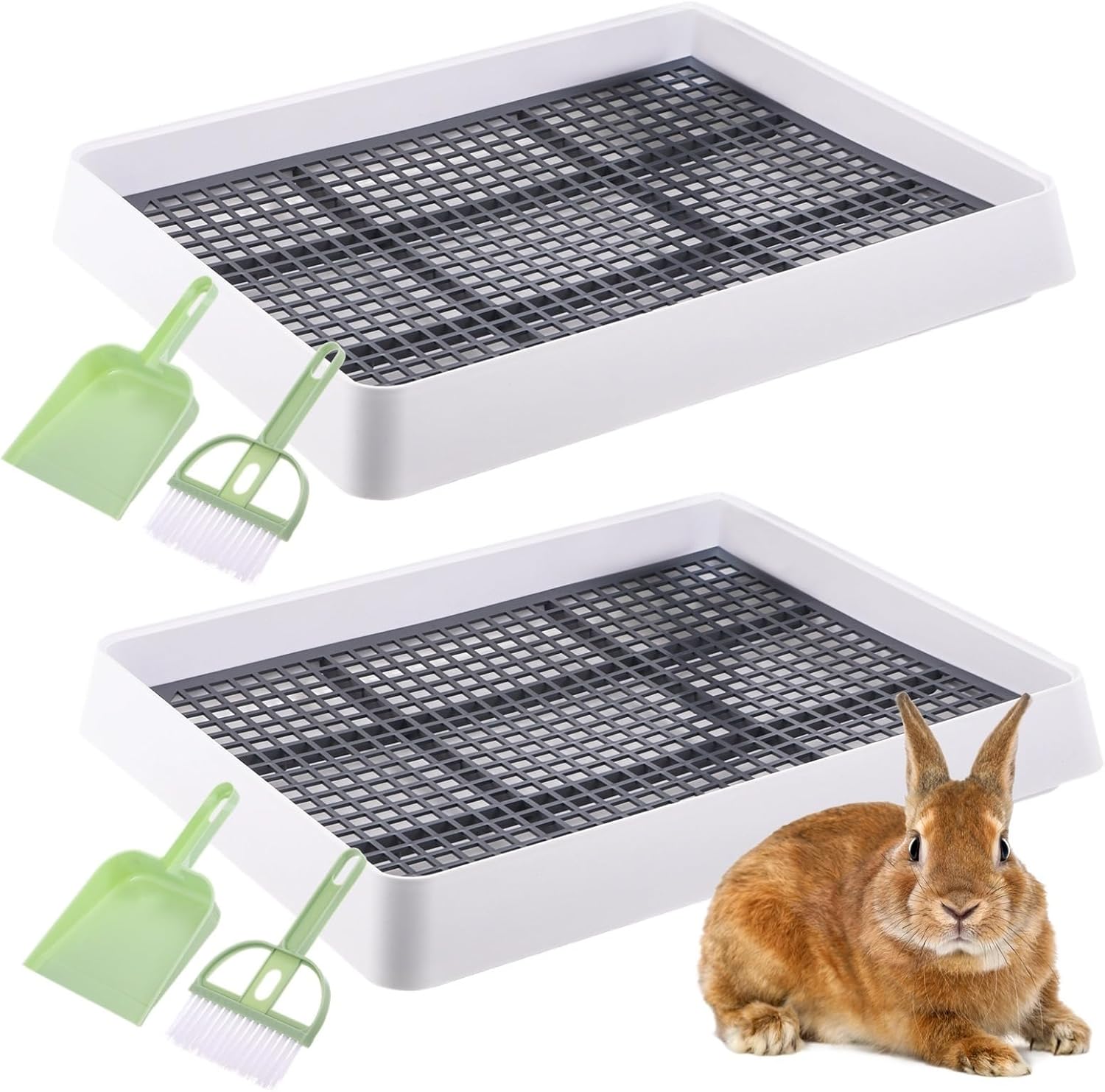 Portable Potty Pet Brooms, Rabbit 2 Pcs Brushes, Socks Or Pet Cush Leak-Proof Socks