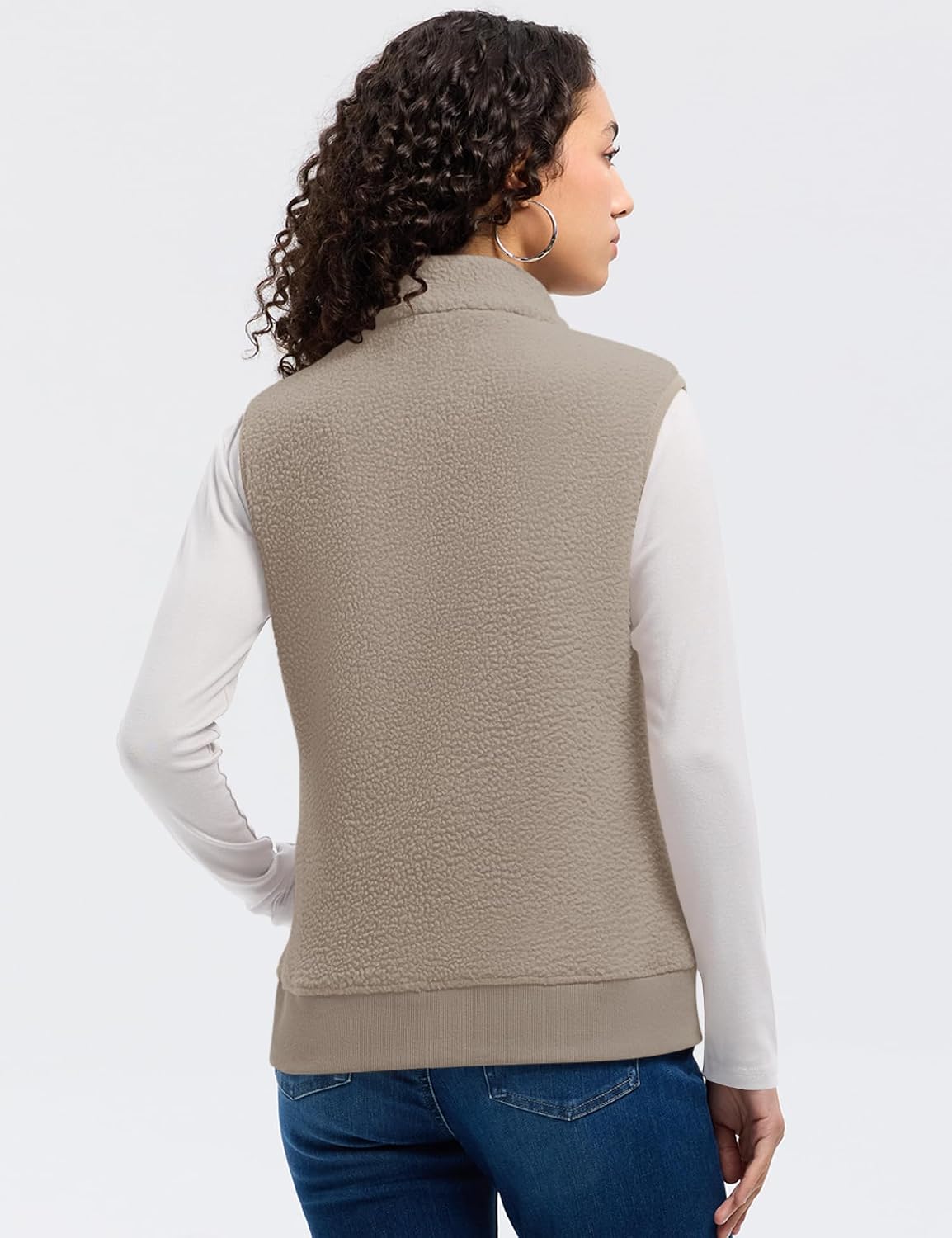 AKEWEI Womens Sherpa Fleece Vest Trendy Warm Sleeveless Vests Jacket