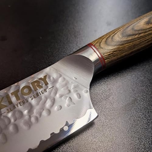 Miniatura 3 de Nakiri - Cuchillo de cocina de 3 capas, cuchillo japonés forjado para verduras, cuchillo afilado para carne, mango ergonómico de madera de