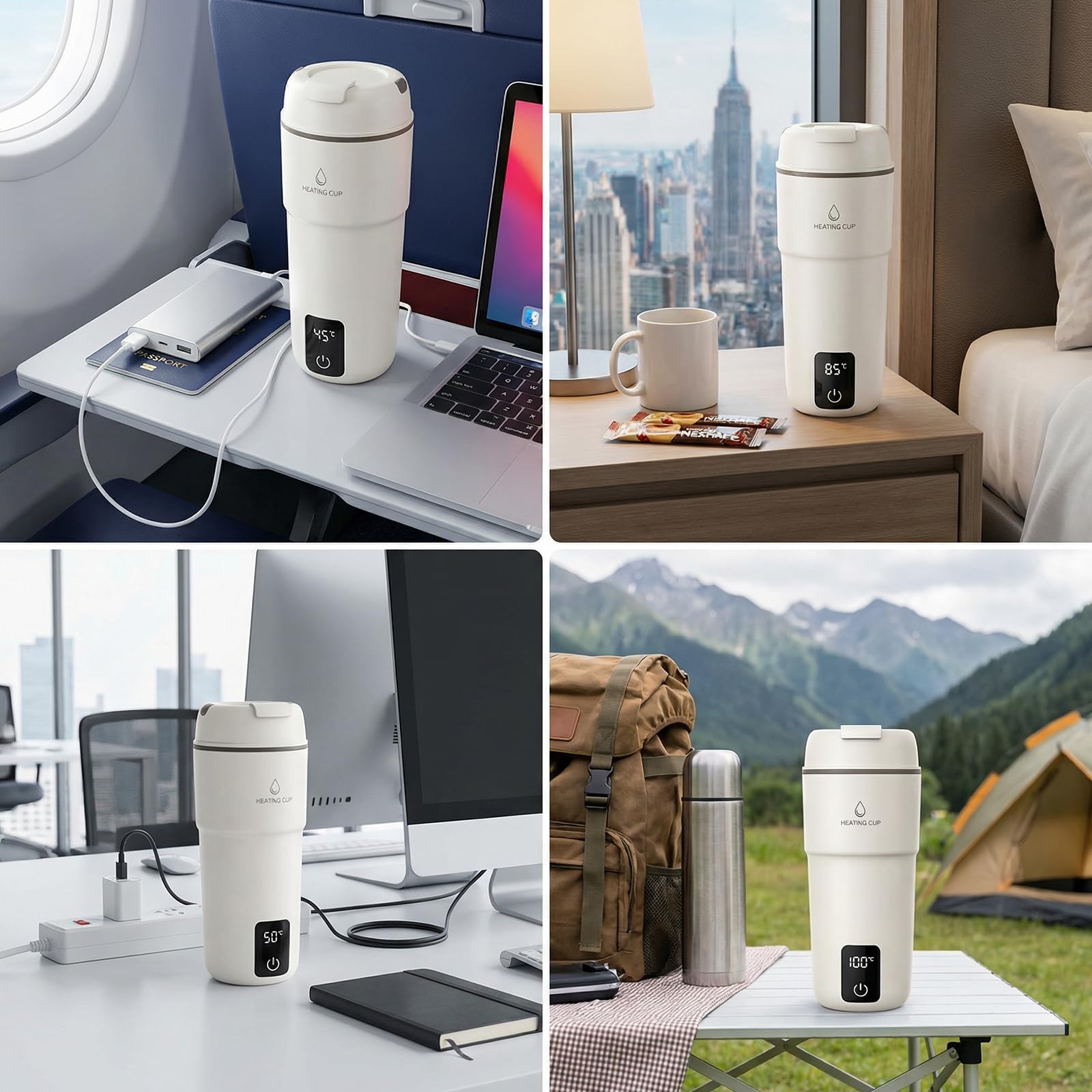 Bollitore elettrico portatile da viaggio, 350 ml, con regolazione della temperatura a 4 livelli, mini bollitore, 220 V, 300 W, piccolo bollitore da viaggio per ufficio, viaggi, casa