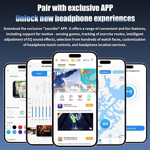 Miniatura 5 de Auriculares inteligentes para juegos con detección de movimiento, Bluetooth 5.4 inalámbricos con funda para pantalla táctil, auriculares TWS en el