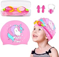 Vista 12 de Gorros de natación para niñas, gorro de natación de silicona para niños pequeños, gorros de natación duraderos y cómodos para niñas