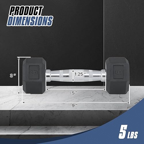 Miniatura 2 de MADOG - Juego de mancuernas hexagonales de hierro fundido con revestimiento de goma, pesas de mano con agarre antideslizante, 5-25 libras