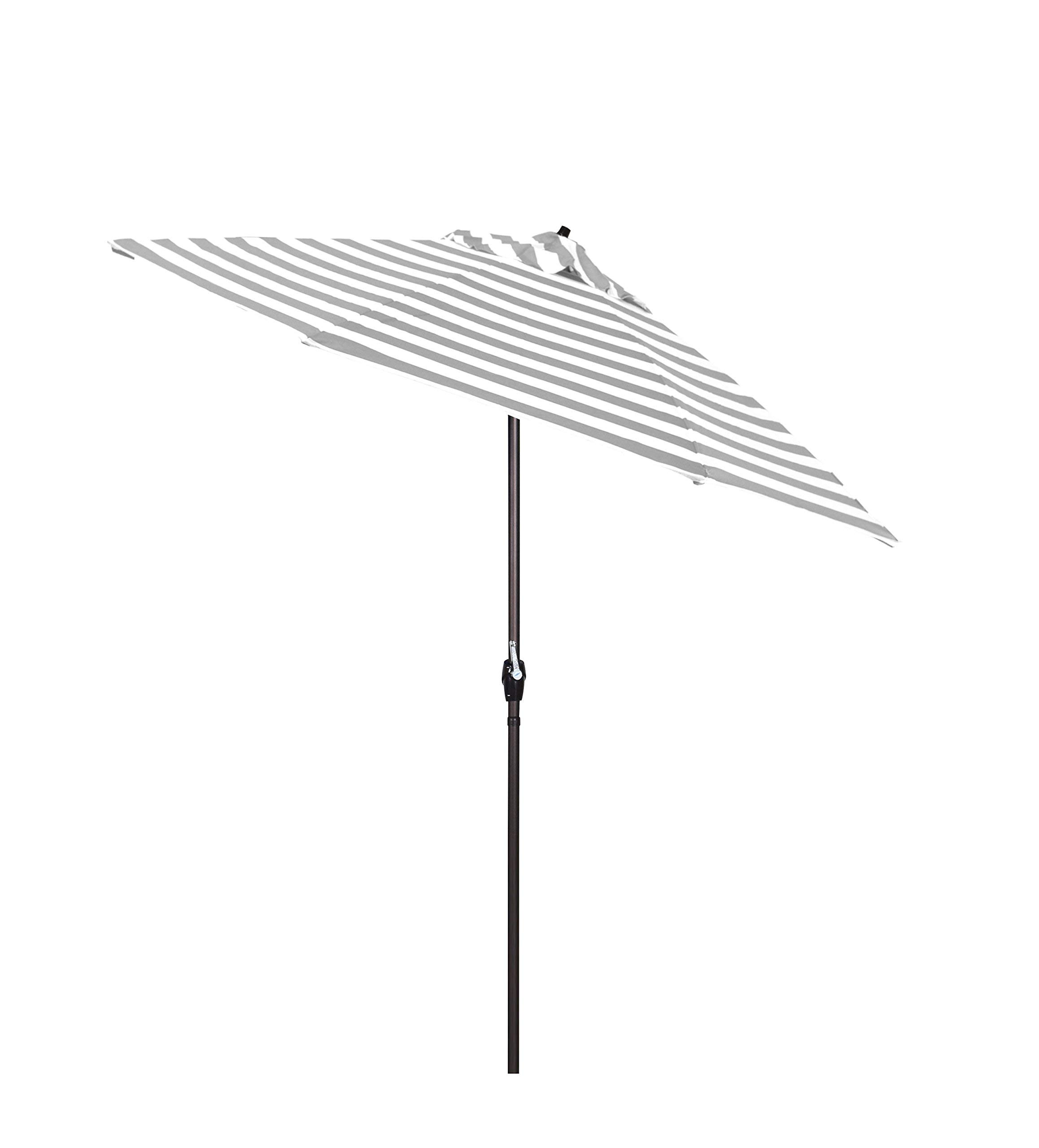 California Umbrella 9' Round Aluminum Outdoor Deck, Pool or Patio Umbrella, Crank Lift, Auto Tilt, Bronze Pole, Gray/White Stripe : Clothing, Shoes & Jewelry