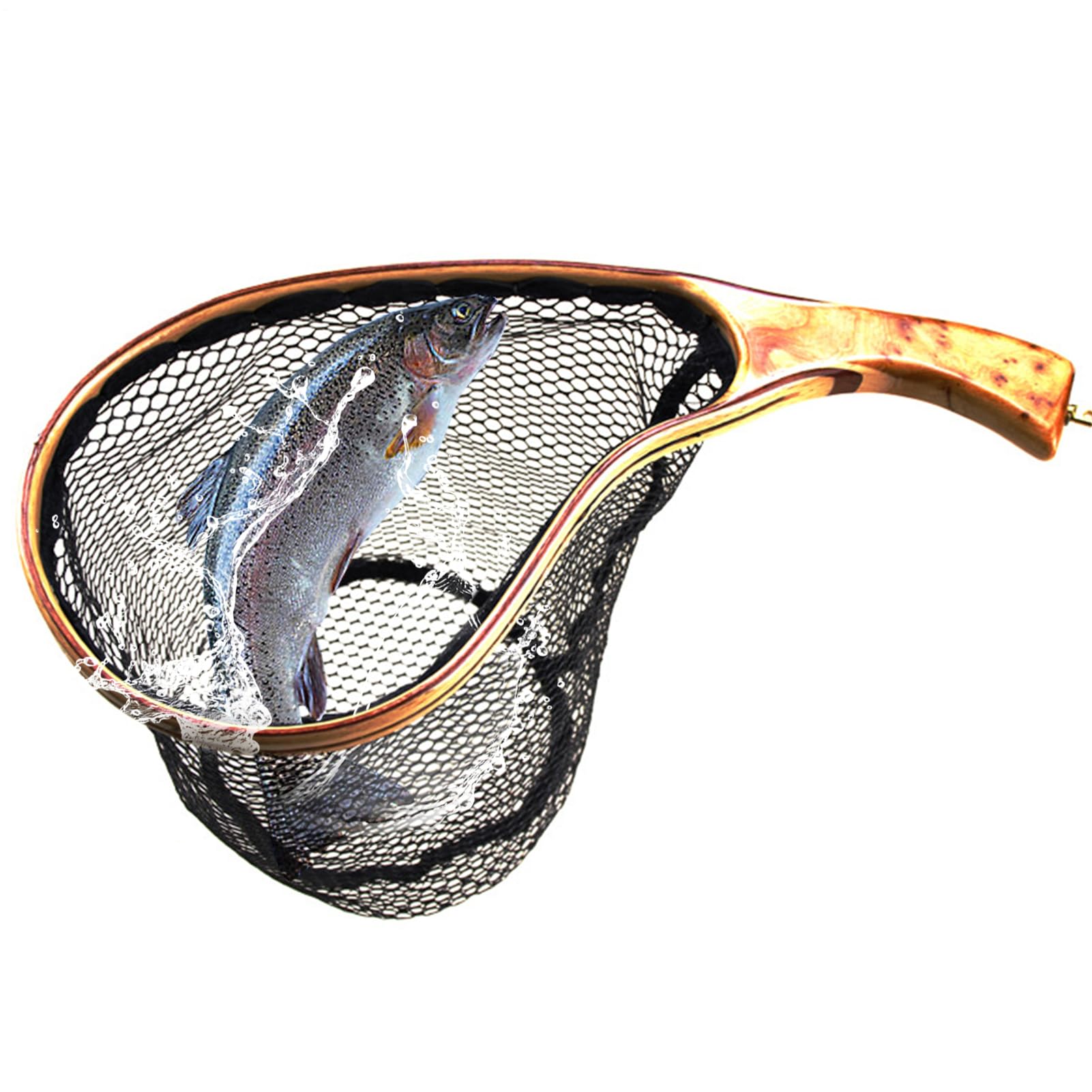 Podbierak wędkarski - podbierak pstrągowy, bezpieczny dla ryb | sprzęt wędkarski, ryba czarna siatka, akcesoria muchowe