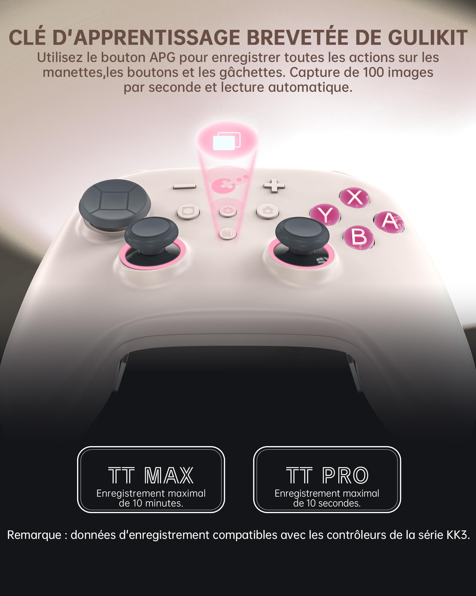 GuliKit TT PRO Manette Sans Fil pour PC, Android, iOS, Switch 1/2, joystick TMR, avec Batterie 950 mAh, Fonction de Réveil et 4 Boutons Métalliques Amovibles à l'arrière, Rétro
