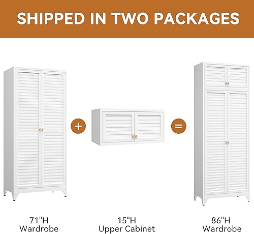 Miniatura 7 de Almirah - Armario de metal con barra para colgar, 86 pulgadas de alto para ropa con puertas, 18 pulgadas de profundidad x 32 pulgadas de ancho x 86