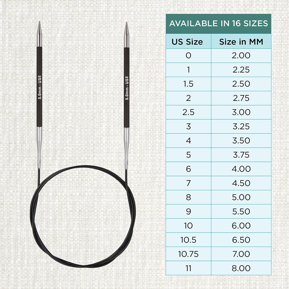 KnitPro Karbonz Fixed Circular Needle 40"(100cm) | US Size 8 (5mm)