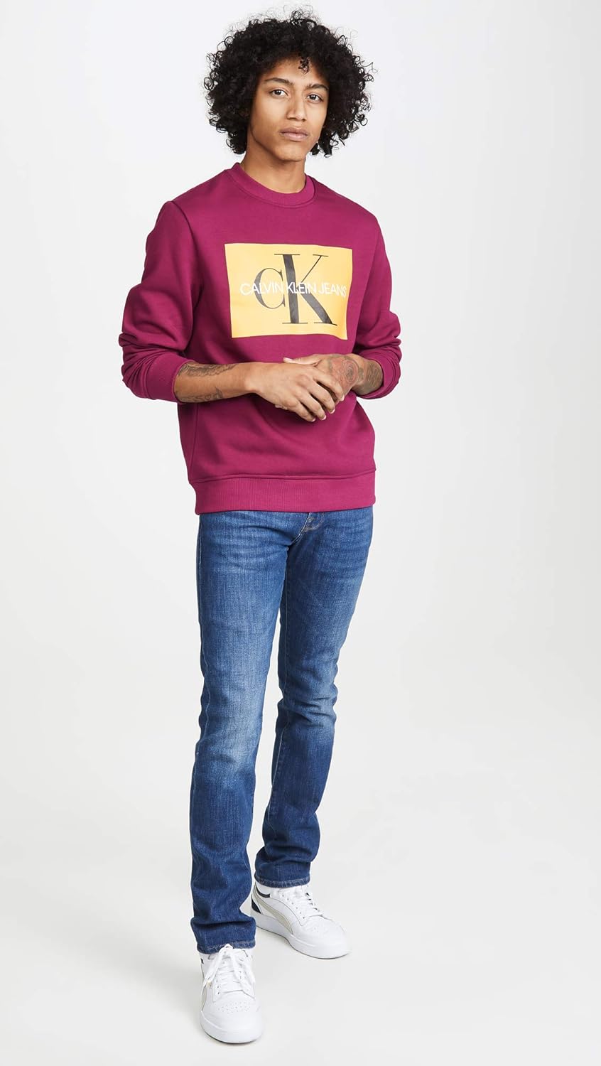 Calvin Klein Men's Monogram Logo Crew Neck Sweatshirt XX-Large Beet Red