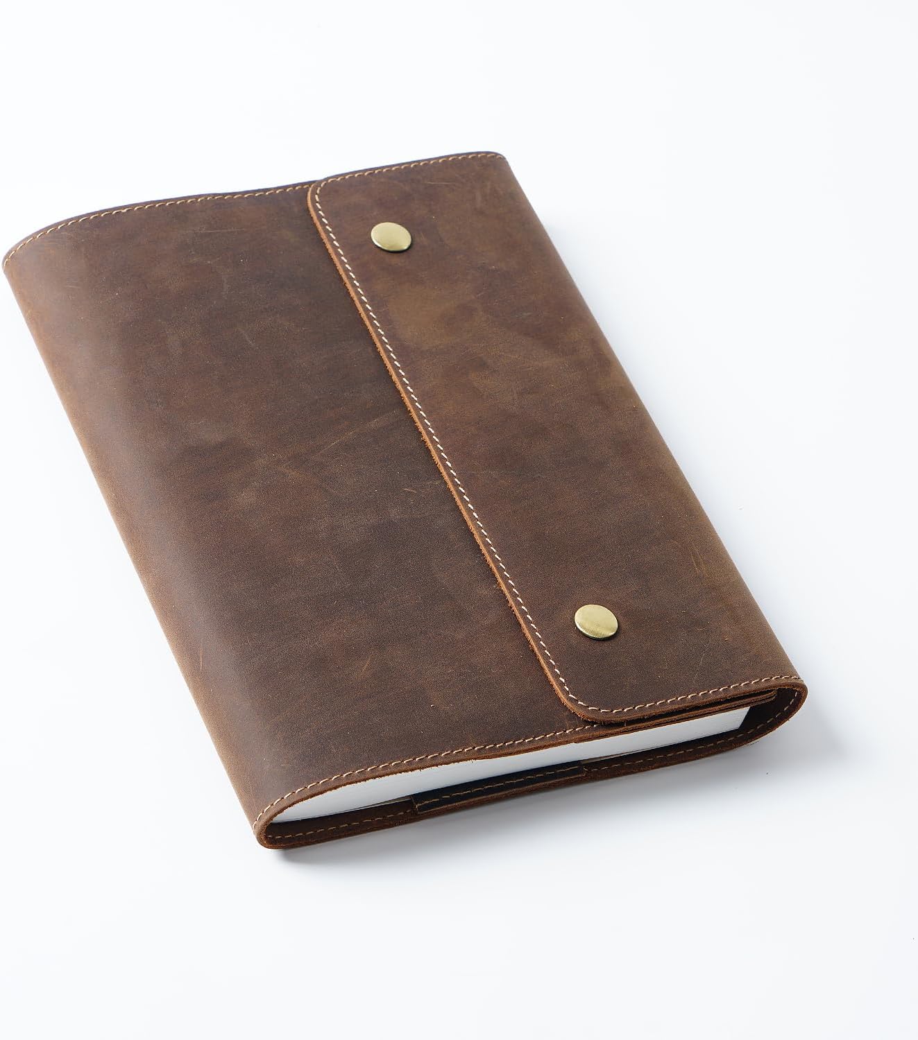 KISSKI Vintage Leather Journals Notebook for Men/Women, Small A5 Writing Travelers Diary Cover with 88 Sheets Lined Paper, Folio Case for Hardcover Notebook/Book/Field Notes/Bible/Planner, Dark Brown