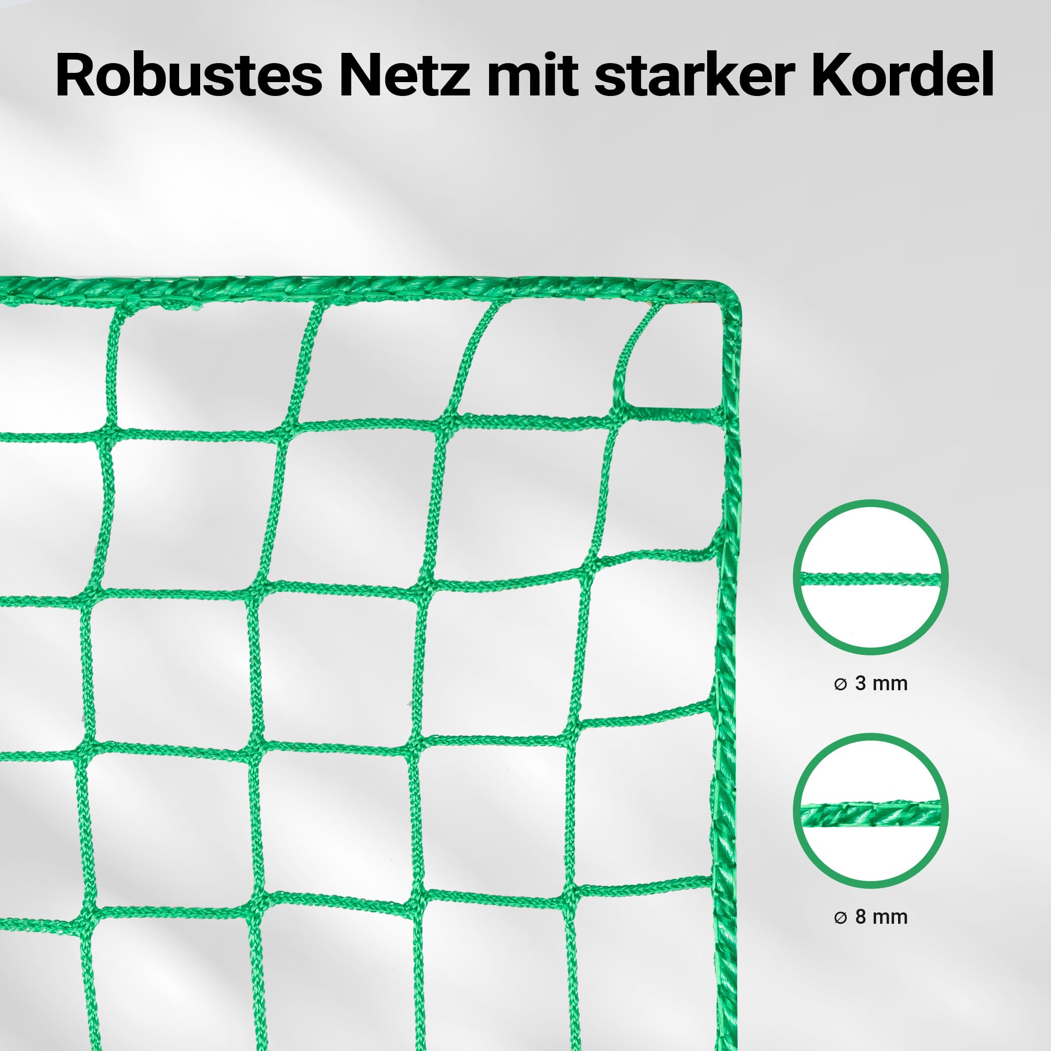 Wiltec Ladungssicherungsnetz 5x3 m Grün Masche 4,5x4,5 cm Stärke 3 mm Polypropylen Transportnetz für Anhänger mit Randkördel Witterungsbeständig Ladung Sicherheit