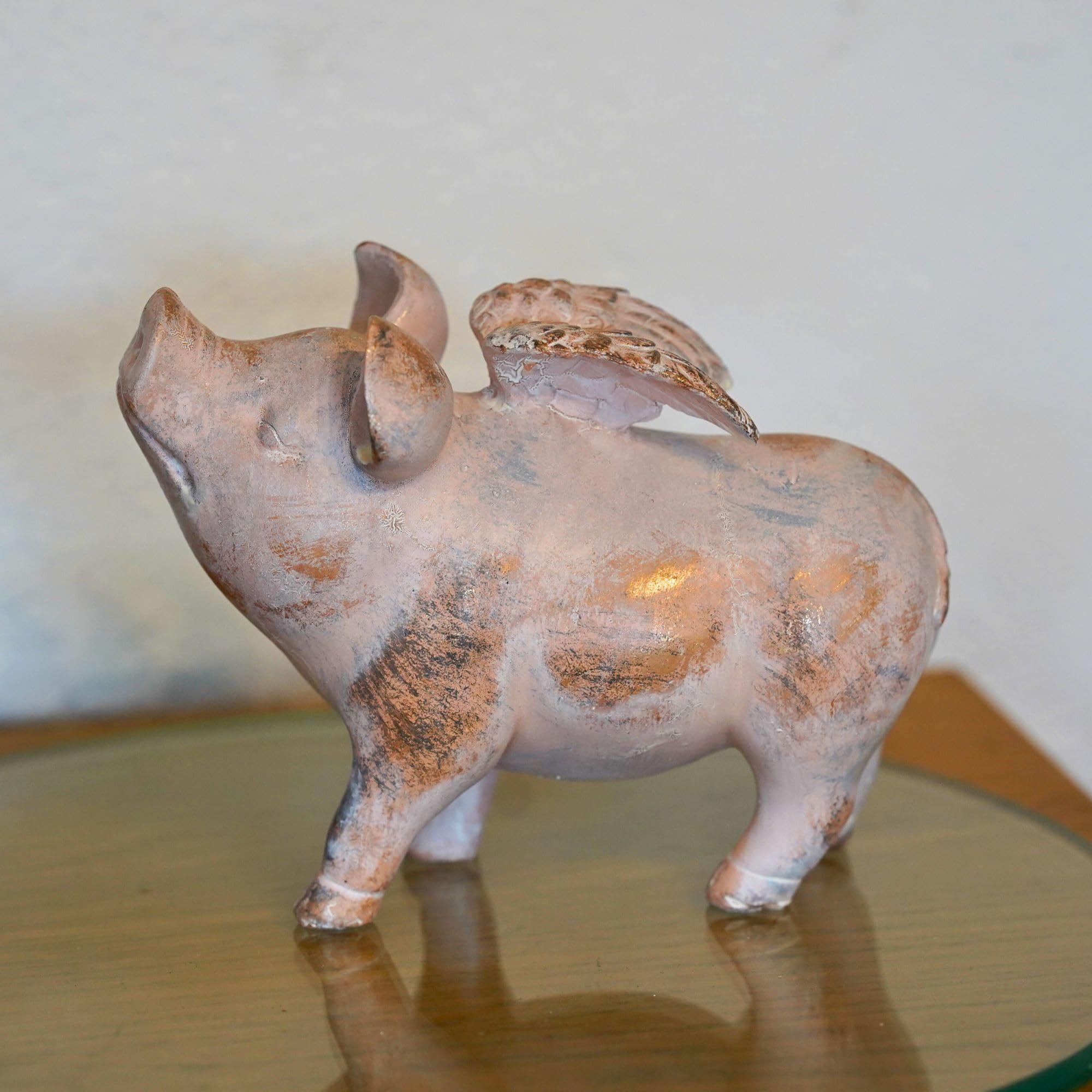 Burgess Home & Garden Pink / Gold Flying Pig Resin Statue | Farmyard Piglet Home Outdoor Ornament Decoration Piggy