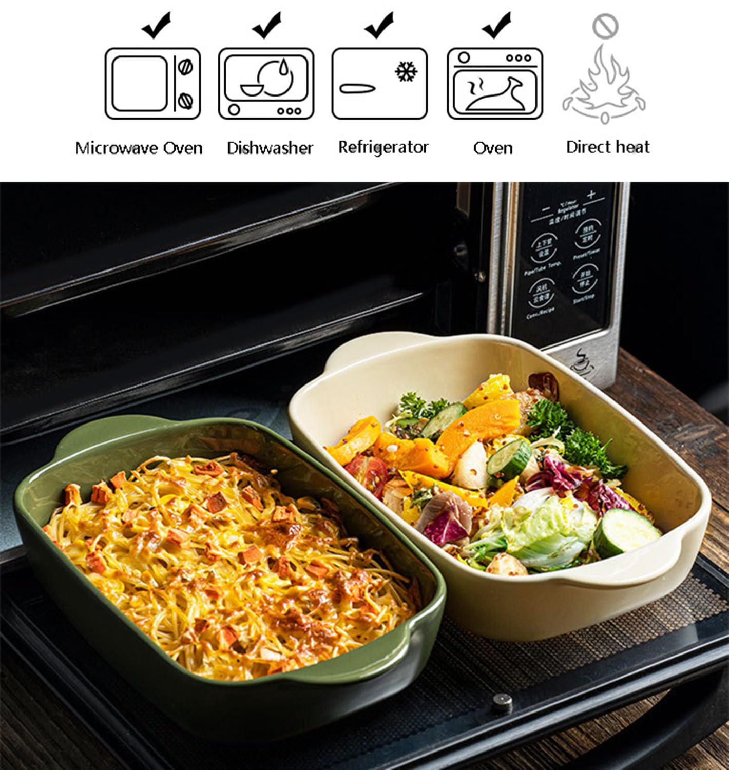 TUSIMI Ceramic Casserole Dish with Lid,33oz Covered Rectangular Baking Dish with Lid,Deep Casserole Cookware Bakeware,Oven Safe and Dishwash Safe