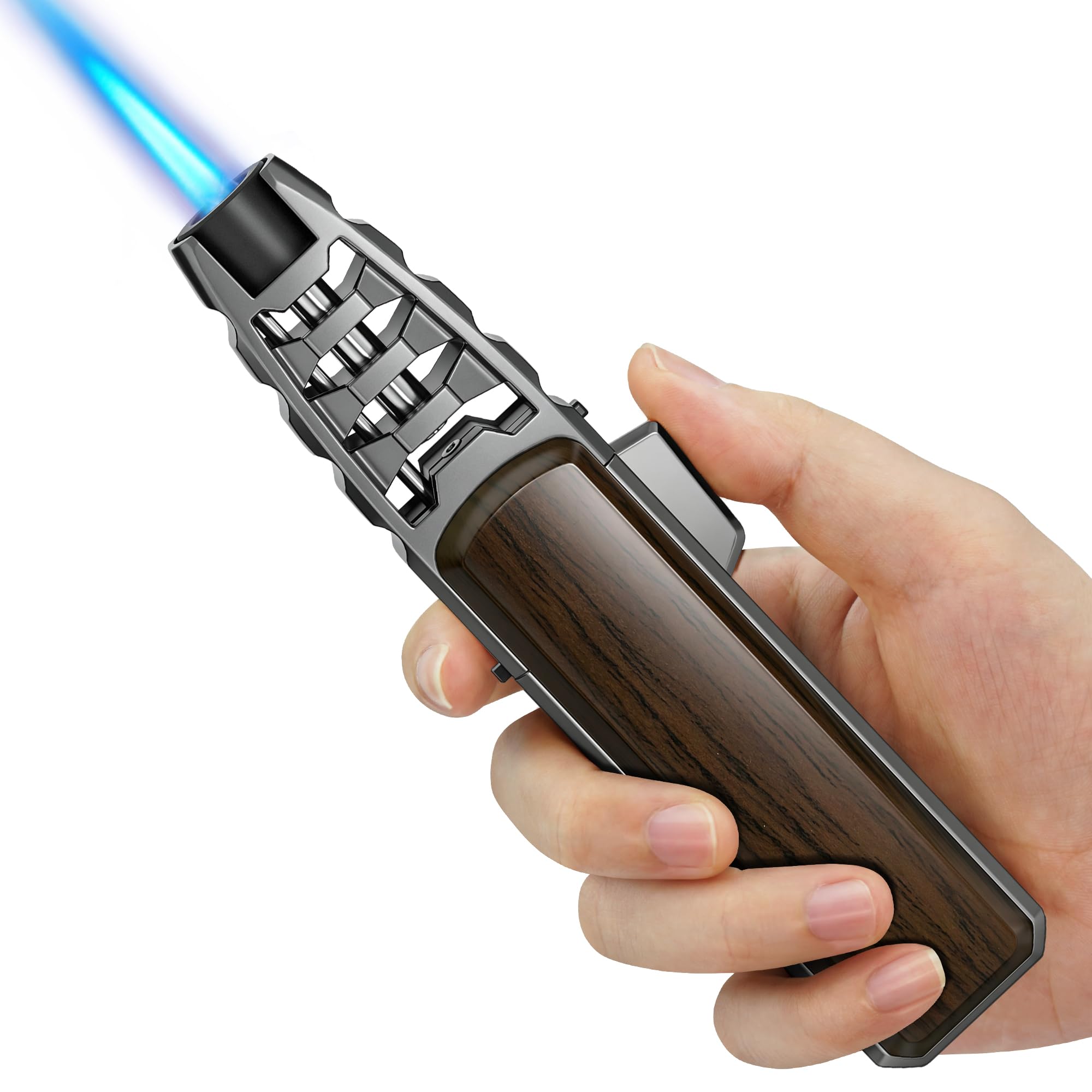 SAMNIU FireSaber - Encendedor solar de butano para cocina, con bloqueo de seguridad, recargable y se adapta a todos los tanques de gas, llama ajustable para postres, pudín de caramelo, parrilla