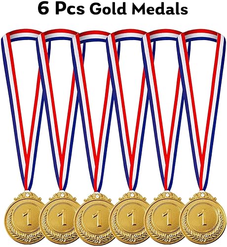 Miniatura 4 de Jauisus 6 medallas de oro para premios para niños y adultos, medallas de premio de metal del primer lugar, premios de estilo olímpico para deportes,