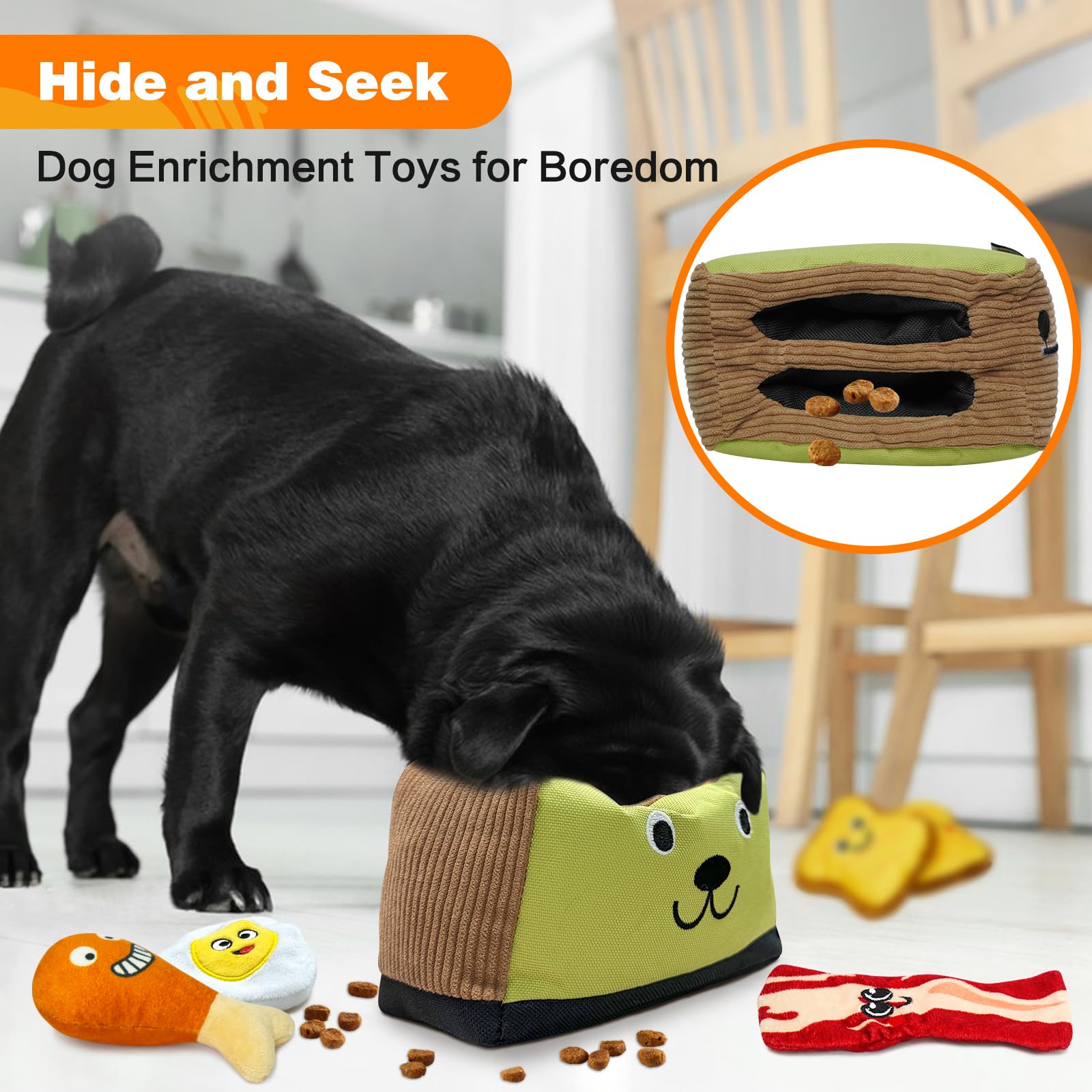 Juguetes para perros escondidos, juguetes interactivos chirriantes para el aburrimiento y la estimulación, juguetes de enriquecimiento para perros pequeños y medianos - Tostadora