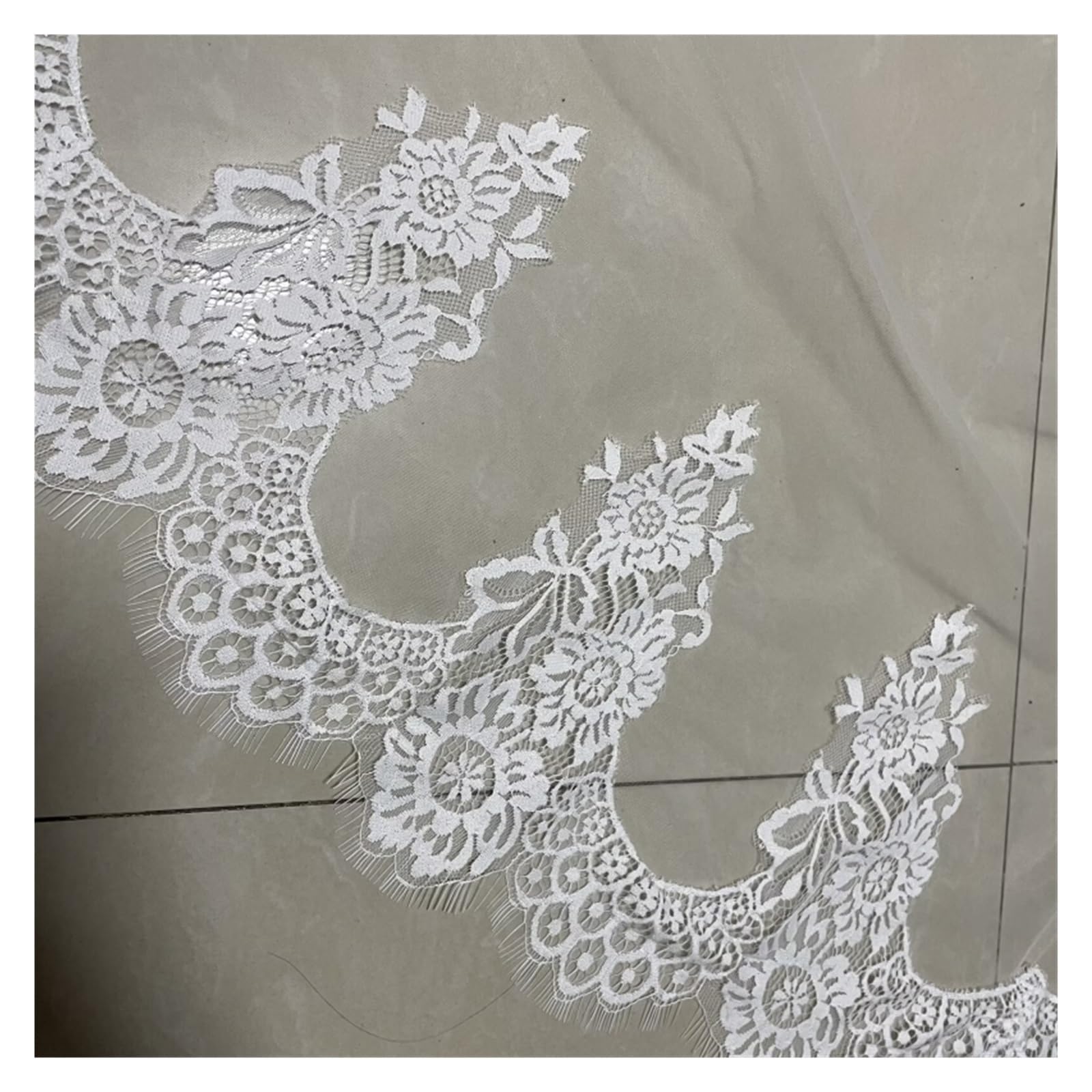 Weiß/Elfenbeinfarbener Hochzeitsschleier, 3 m langer Kamm, Spitze, Kathedrale, Brautschleier, Zubehör(WHITE,200cm)