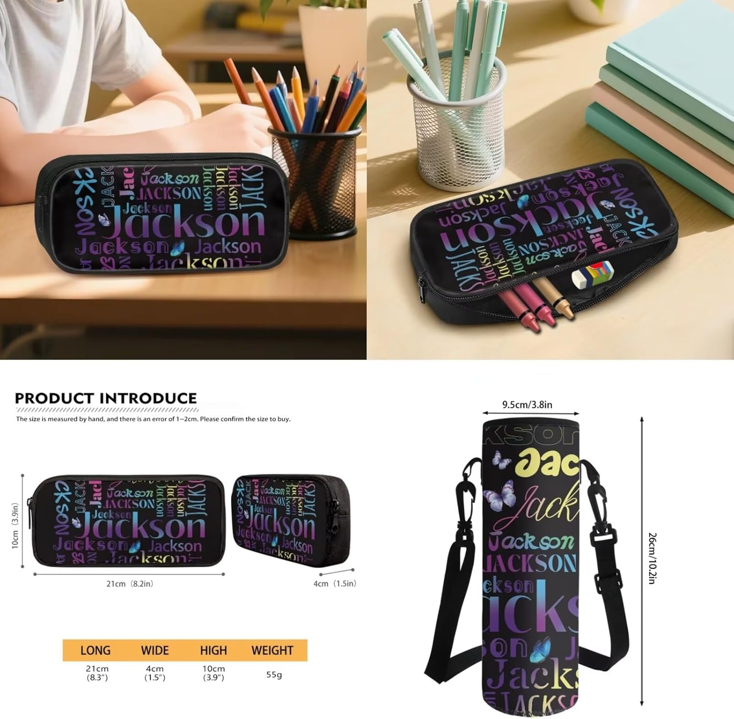 Tuoxiukan Custom Name Backpack and Lunch Box for Girls 2nd Grade Personalized School Bag Water Bottle Pencil Case Elementary School Backpack Set 17 Inch Zipper Front Compartment 4 PCS Bookbag Gift
