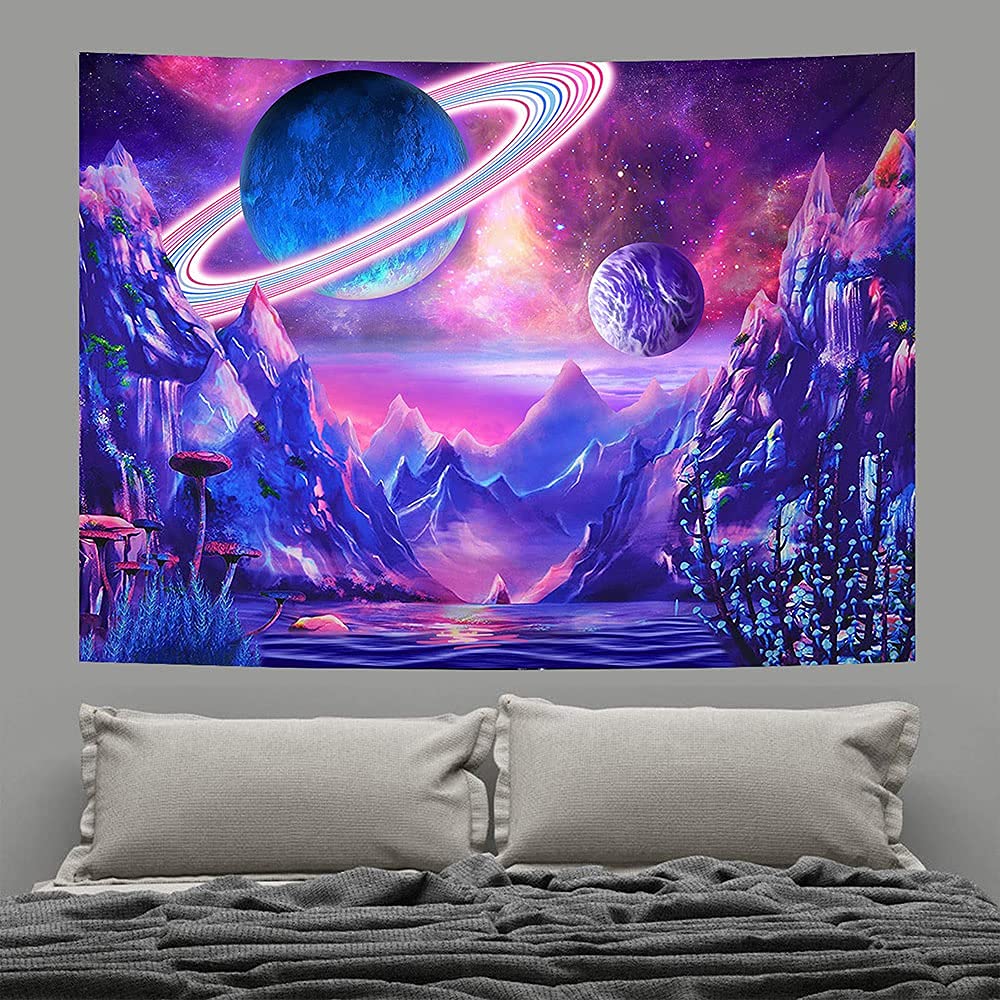 YISUMEI Galaxy Space Tapestry Psychedelic Trippy Tapestry for Bedroom Aesthetic University Solar Tapestries Wall Hanging for Room Decor(L/150x200cm/60x80inch) - Image 2