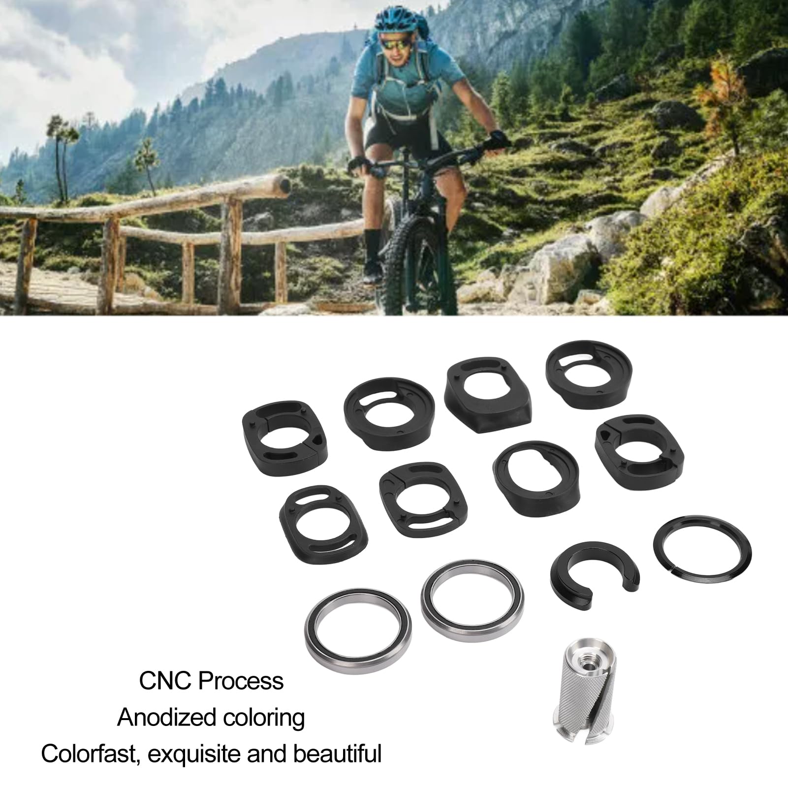 Pilipane Bike Headset Combo CNC Processing Support Internal Routing Spacer Lower Top Cover Bearing Bicycle Bowl Set for Mountain Bikes Premium Aluminum Alloy Stainless Steel Proof Durable