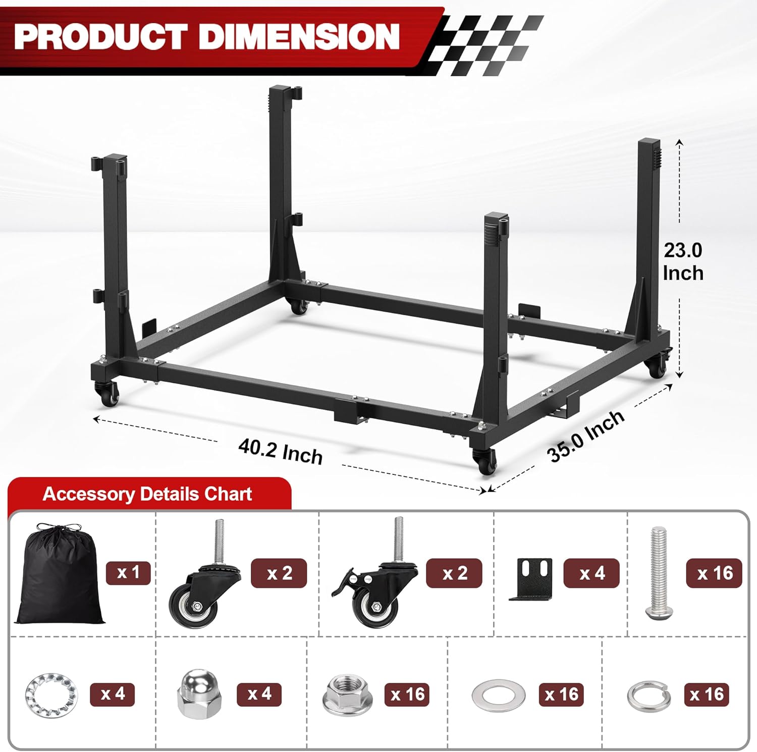 Jeep Door Storage Rack for Wrangler TJ YJ JK JL & Gladiator JT (1987-2025), Heavy Duty Carbon Steel Movable Door Holder with Wheels for Removable Jeep Doors
