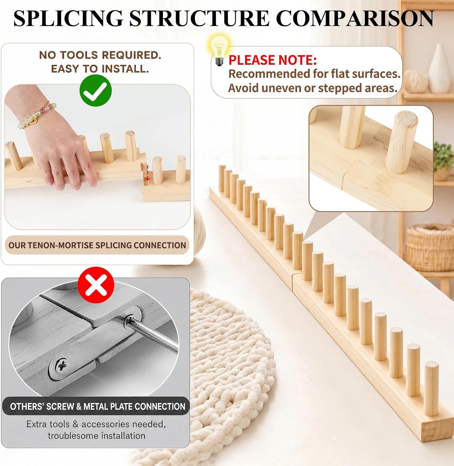60" Long Adjustable Chunky Blanket Knitting Loom Kit with Storage Bag