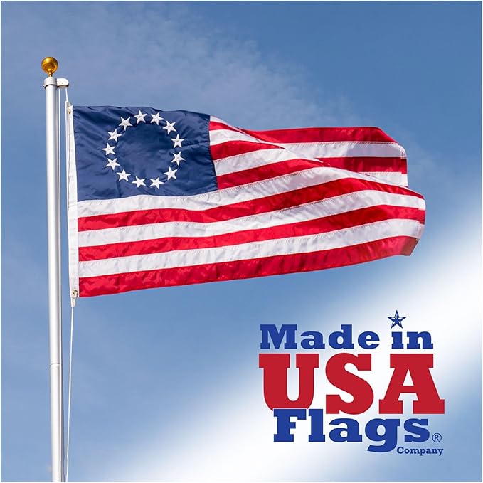 Made in USA Flags Co - 3x5 Betsy Ross Flag - 13 Star American Flag with All Weather SolarMax Nylon, Sewn Stripes & Embroidered Stars - FMAA Certified, US Made