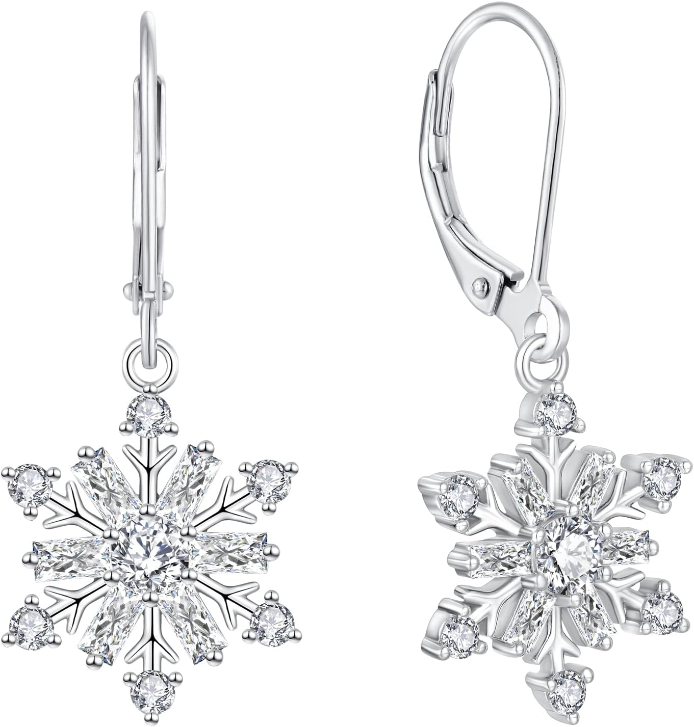 Starchenie Snowflake Dangle Drop Earrings 925 Sterling Silver Leverback Earring Gemstones Jewelry Gift for Women