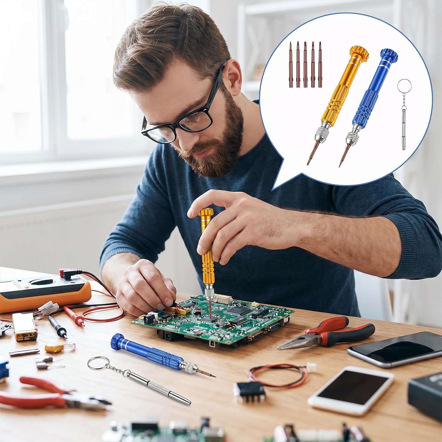 Eye Glasses Screwdriver Kit, 5-in-1 Multifunctional Precision Eyeglass Repair Kit with Screws and Tools for Glasses, Cellphone, Electronics, Watch, Laptop, Jewelry image 5