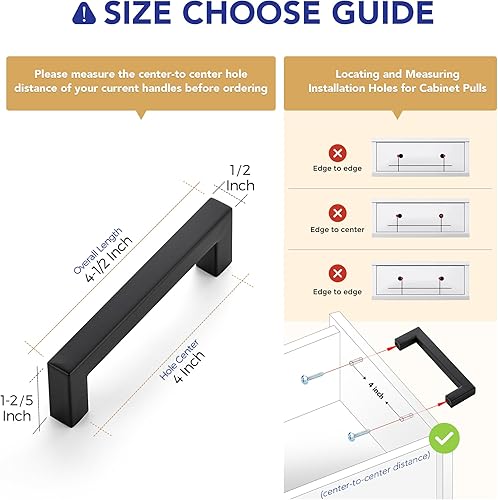 Vista 161 de Ravinte Paquete de 20 manijas cuadradas de gabinete de cocina de 18 pulgadas, color negro mate, tiradores de cajón negros, manijas de gabinete