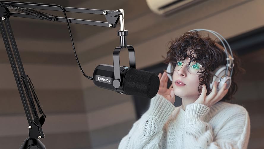 Bild 6 - FDUCE SL40+ dynamisches Podcast-Mikrofon, USB/XLR-Mikrofon-Set für Gaming und Streaming, dynamisches Mikrofon mit Galgenarmst?nder, integrierter Kopfh?rerausgang, Stummschalttaste, Gain-Taste