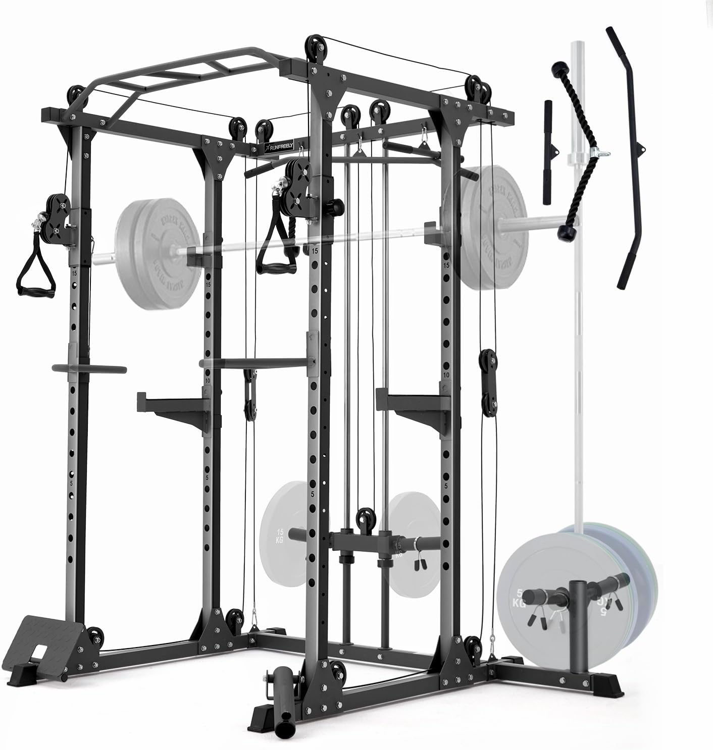Power Rack Half Rack for Home Gym,1000LBS Weight Capacity Bench Press Rack with Plate Storage, Landmine and Pull Up Bar, Best for Weightlifting and Squat