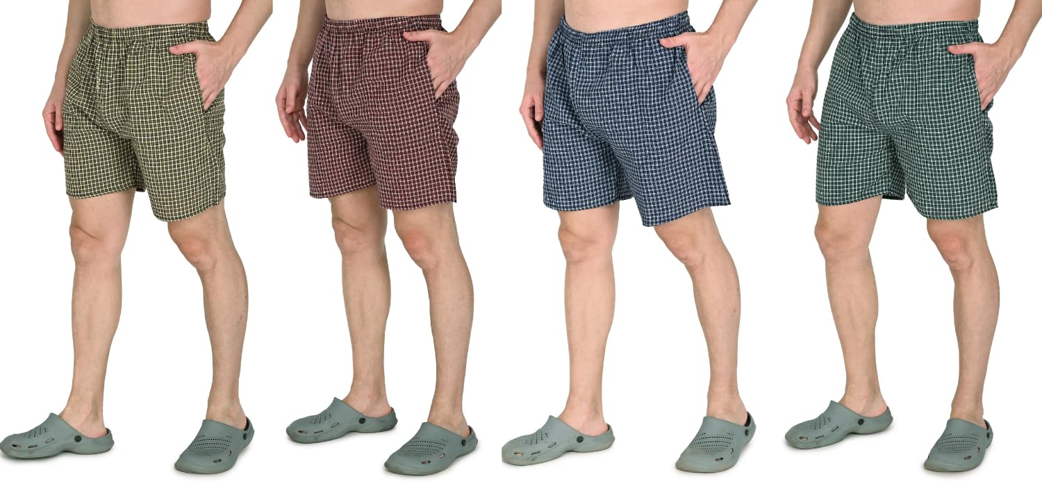 Men's Cotton Striped Boxer Shorts Pack of 4 | Comfortable Breathable Innerwear | Elastic Waist Multicolor Lounge Underwear | Plus Size S to 6XL-image-31