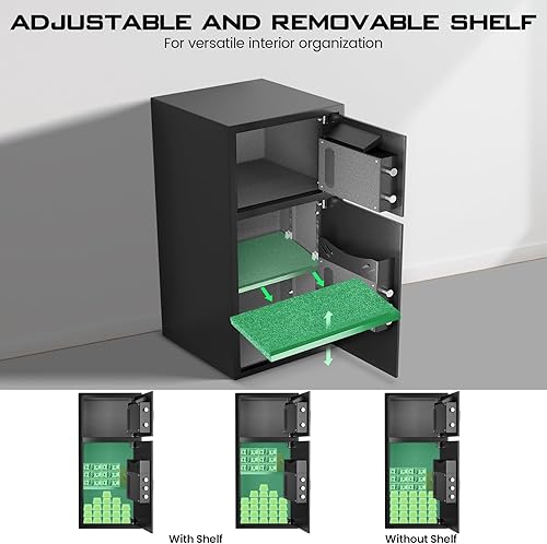 Miniatura 5 de Caja fuerte grande para el hogar, resistente al fuego, impermeable, 6.0 Cub Money Safe con ranura para caídas y caja de almacenamiento de metal,