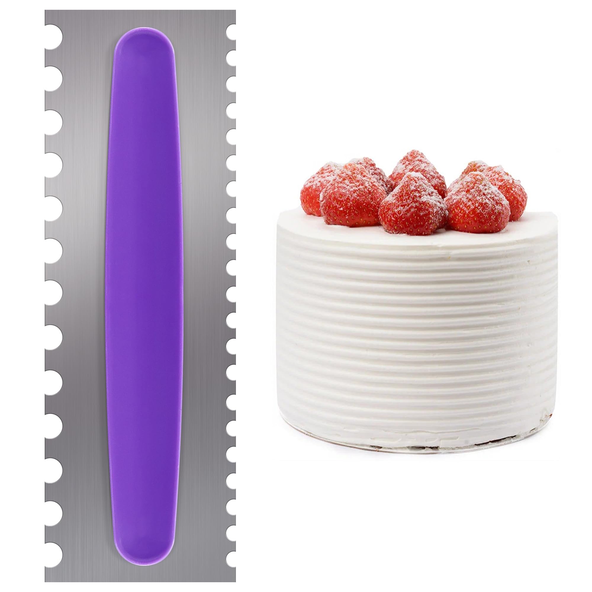 Baanfly Steel Cake Smoother Scraper Buttercream Double Sided Patterned Cake Edge Smoother Baking Cakes Comb Icing Polisher Metal Cake Decorating Tool for Mousse Cake Pastry Cream DIY