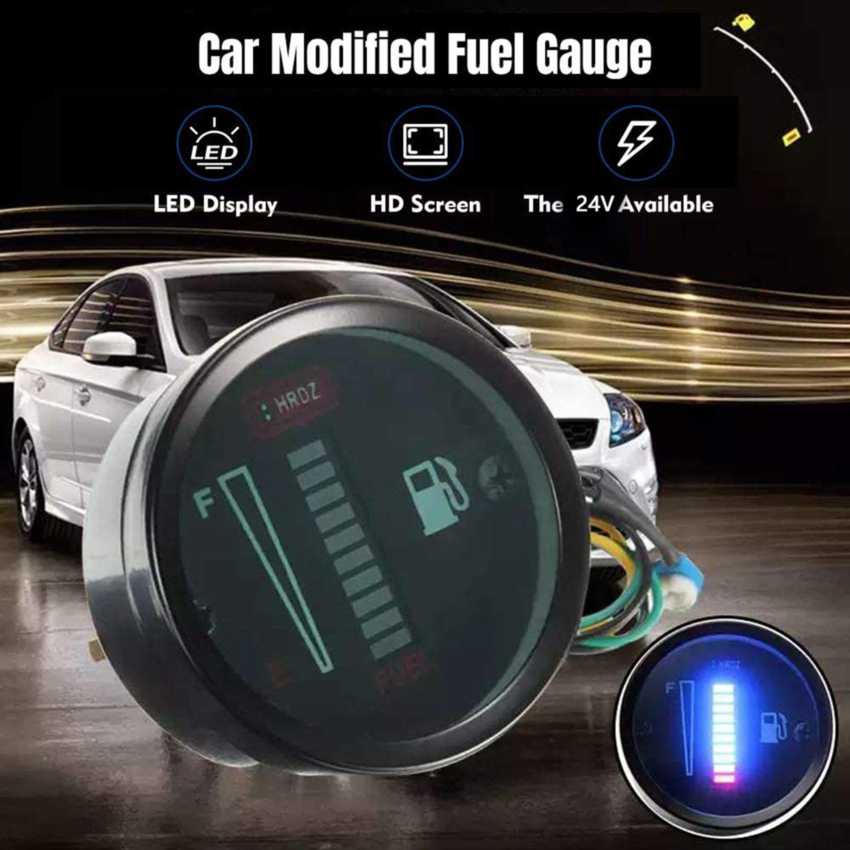 5X 24 V 2 Pouces 52mm Universel Voiture Moto Jauge de Niveau de Carburant Jauge LED Affichage de la Lumière Jauge de Réservoir de Carburant Bateau Camion RV