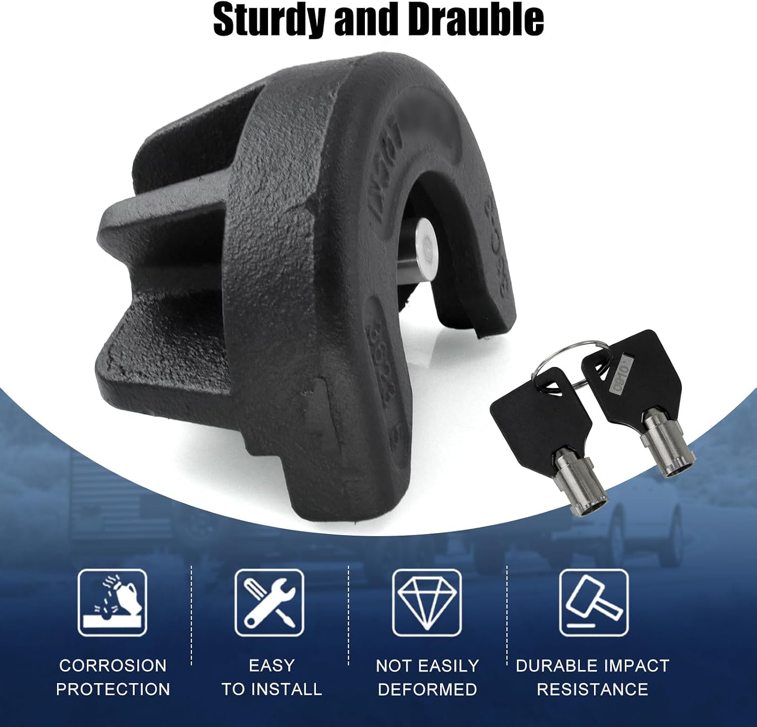 RYANSTAR RACING 2 5/16-Inch Trailer Lock, Heavy-Duty Trailer Hitch Lock, Anti Theft Trailer Coupler Locks for Travel Trailers Boats Trucks Rvs